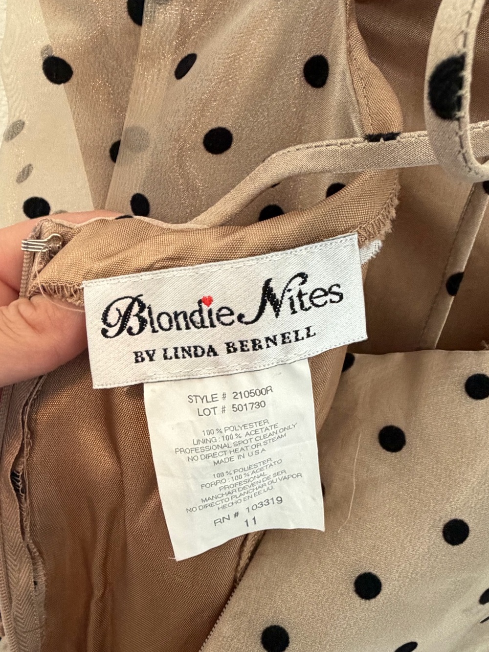 Polka Dot Vintage 90s Blondie Nites Maxi Dress medium Open Back Prom Formal - Picture 8 of 9